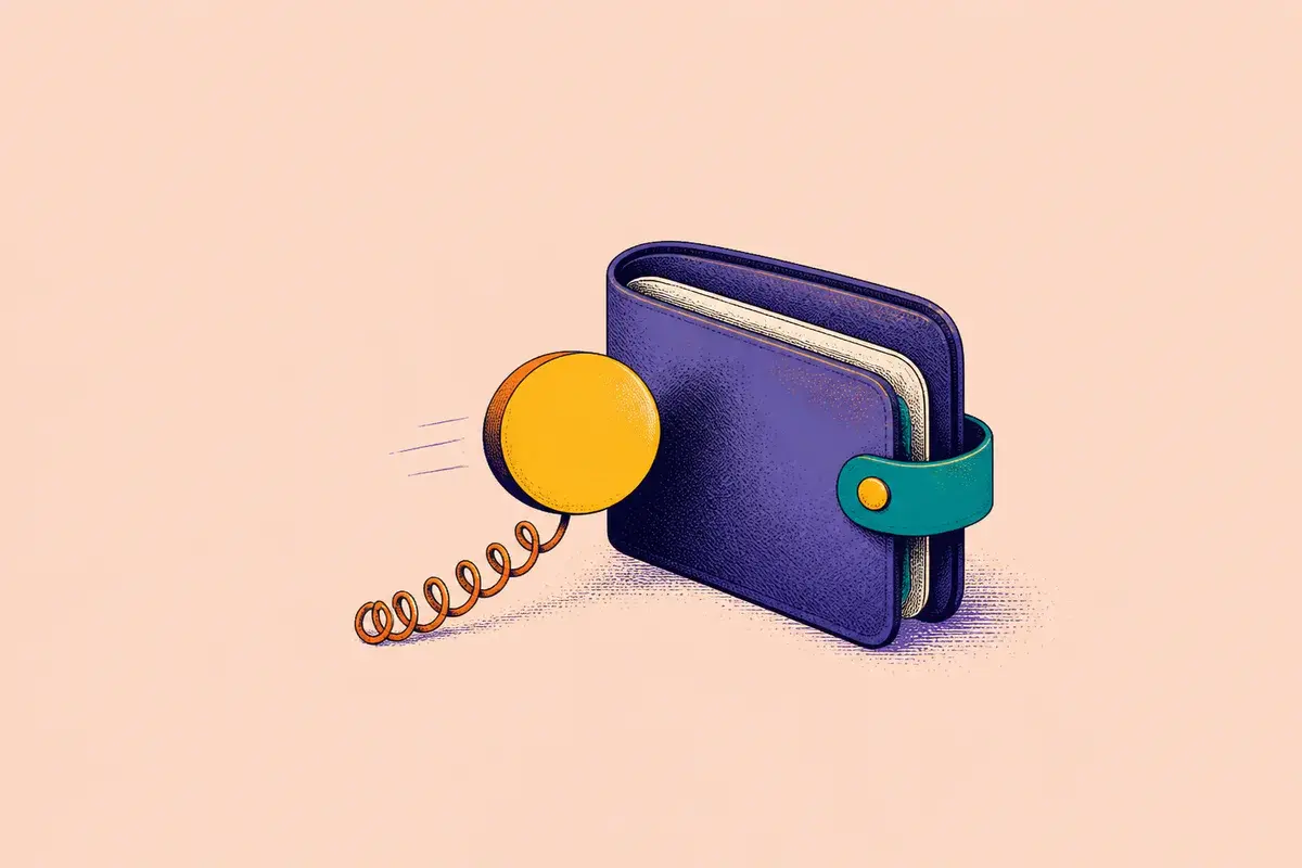 A hand-drawn wallet authorizing a bounded phone call