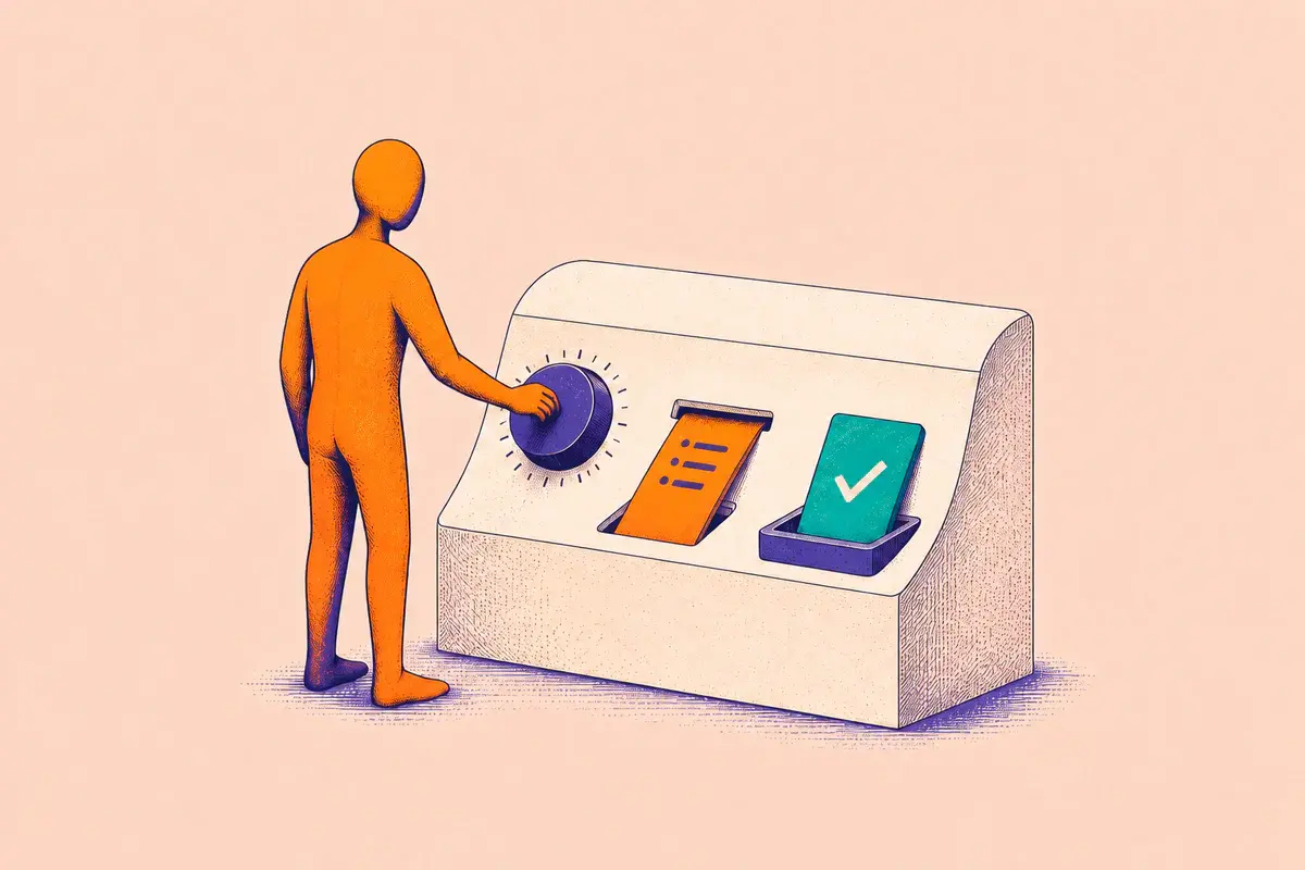 A hand-drawn person setting up a calling agent, assigning a task, and receiving the answer